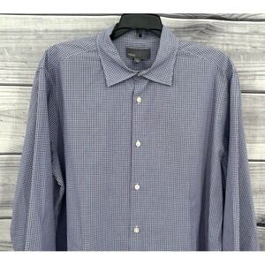 VINCE PURPLE MICRO CHECK BUTTON FRONT LONG SLEEVE DRESS SHIRT‎ Men's Size XL
